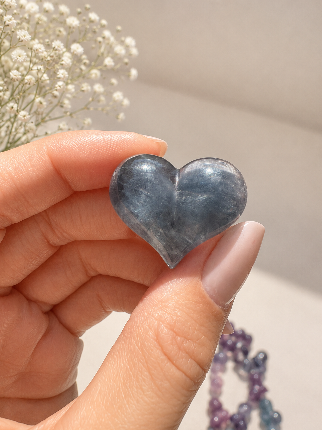 💜 Cœurs en fluorite juteux – explosion de couleurs en forme de cœur 3 cm