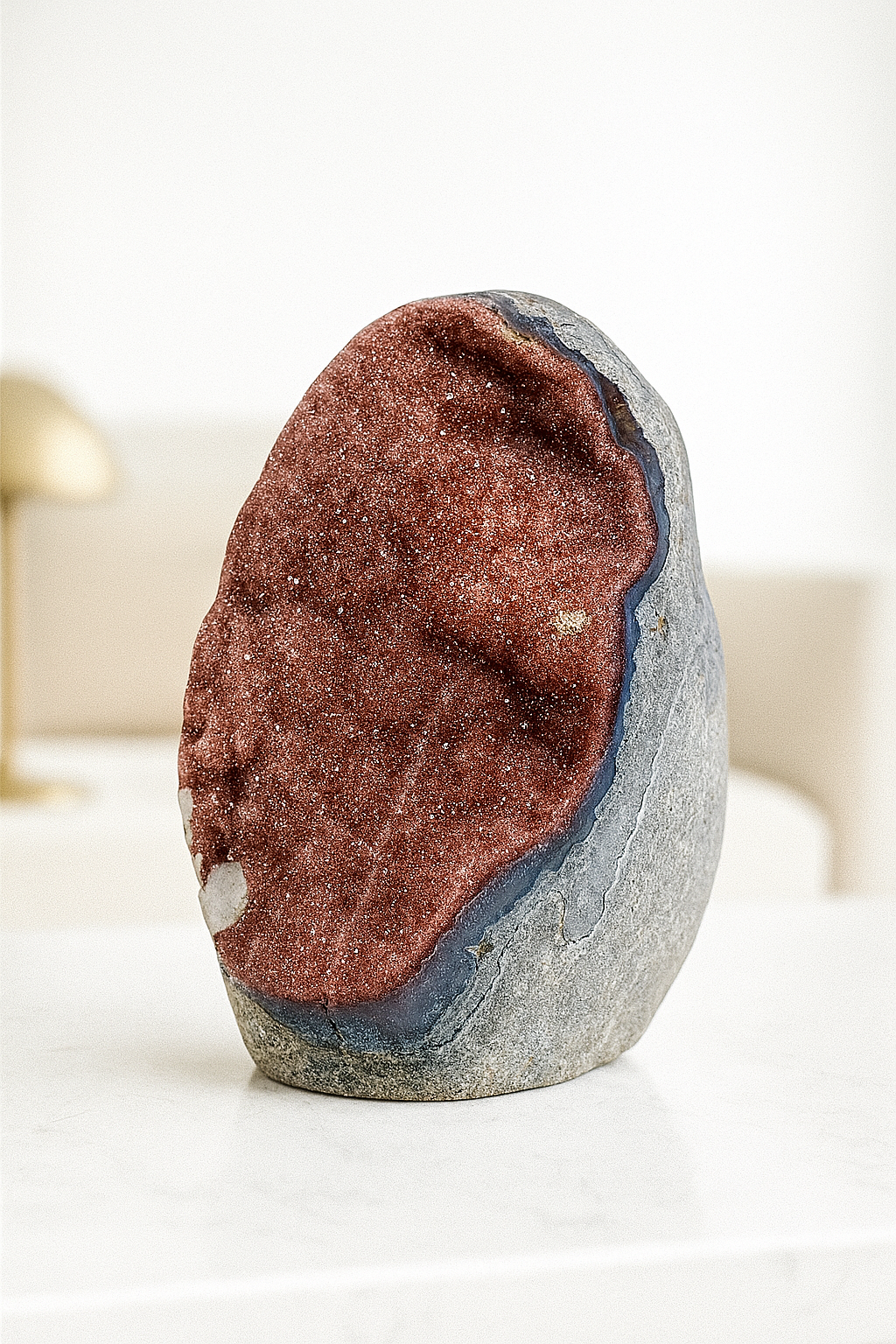 Roter Amethyst Cutbase – 5.5 cm, 106 g – Seltene sugary Kristallrarität aus Uruguay ❤️