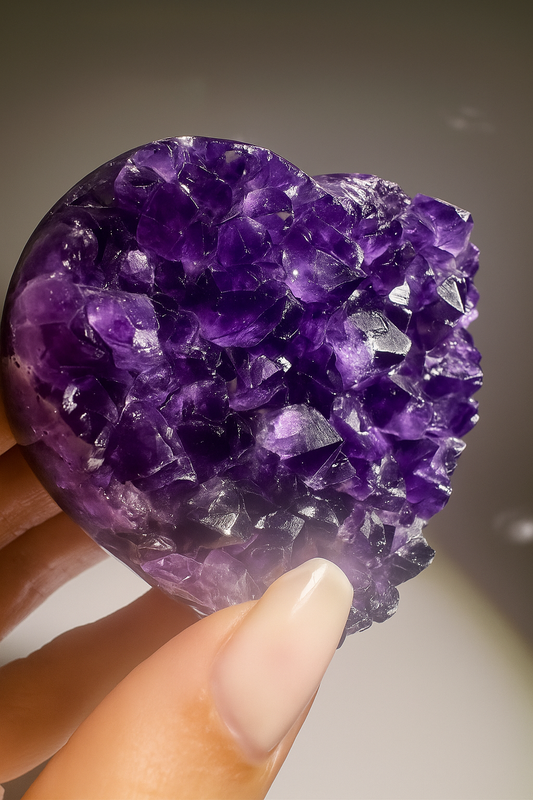 Amethyst Herz 249 g Uruguay kaufen – tiefviolette Kristalle