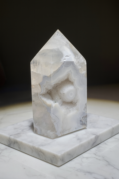 Achat-Spitze 7 cm Weiss-Blau – Brasilien | UNIQUE CRYSTALS