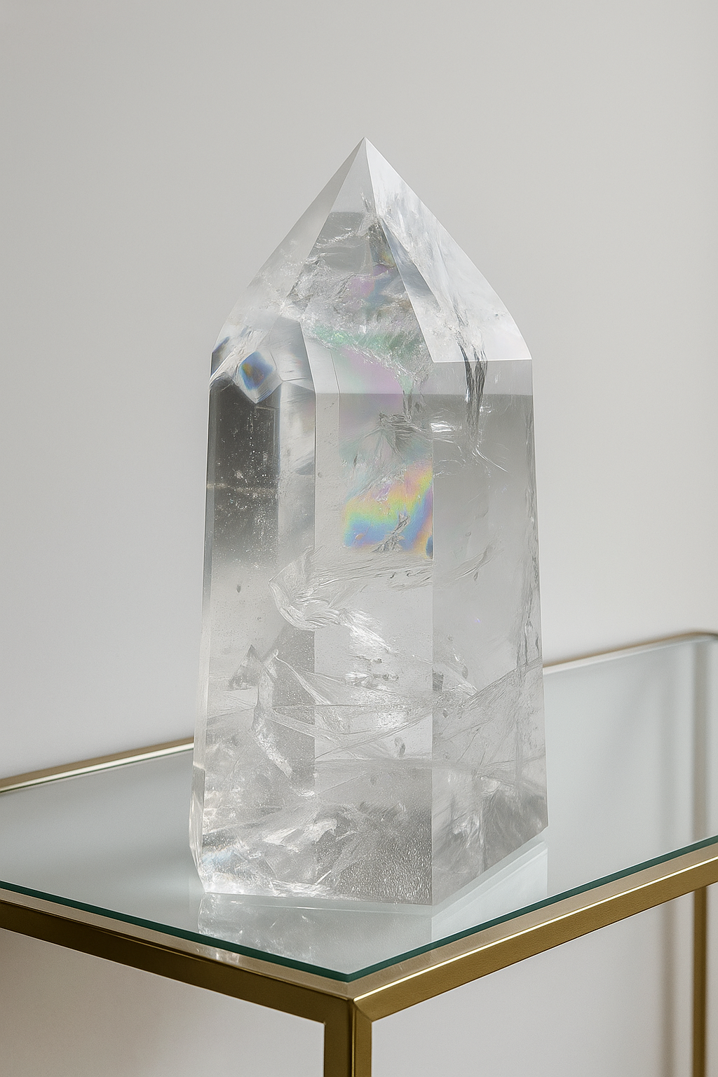 Ultra-clear Lemurian crystal point from Bahia, Brazil – 19 cm, 1.68 kg – Rainbow, fire &amp; exceptional transparency