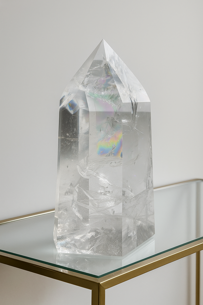 Ultra-clear Lemurian crystal point from Bahia, Brazil – 19 cm, 1.68 kg – Rainbow, fire &amp; exceptional transparency