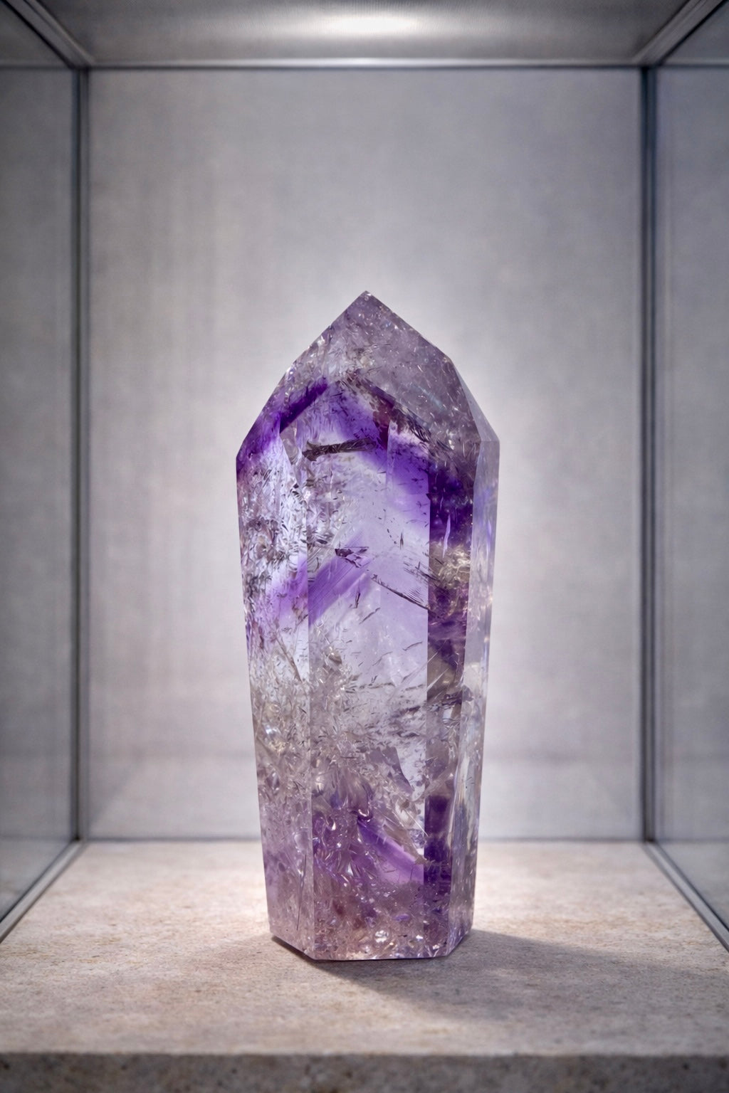 Phantom Amethyst Spitze mit Regenbogen - 10.3cm, 166g