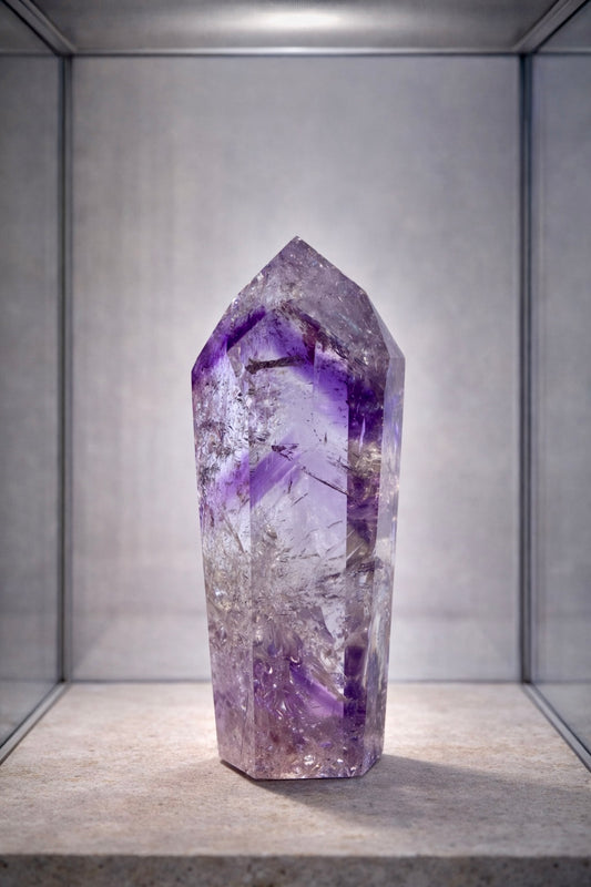 Phantom Amethyst Spitze mit Regenbogen - 10.3cm, 166g