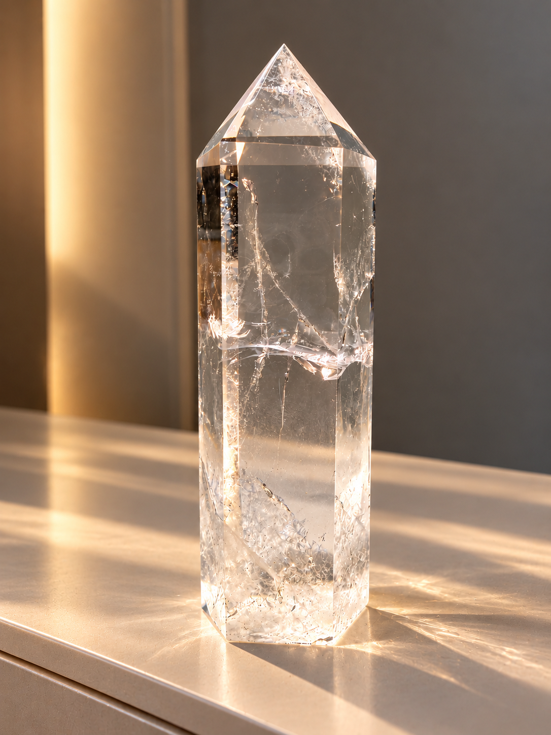 Bergkristalllampe 24.5 cm – Ultraklare Spitze in Extra-Qualität