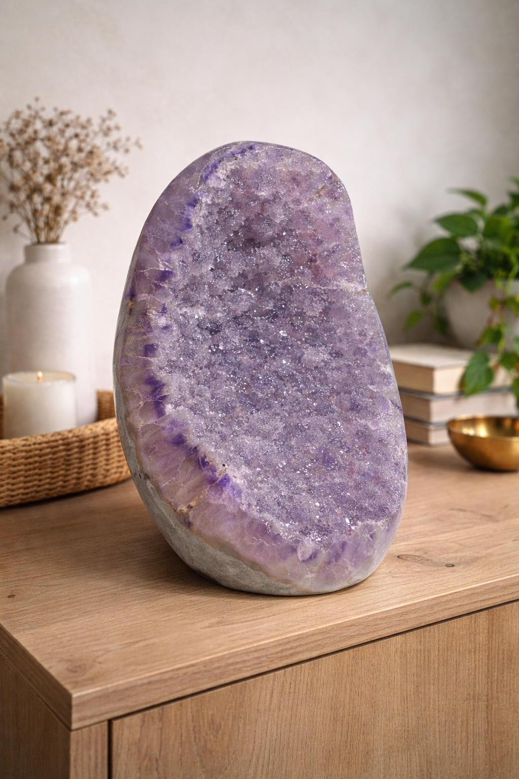 Sugary Rainbow Amethyst Druse Geode  – 14cm, 863g – aus Uruguay UNIQUE CRYSTALS Zürich
