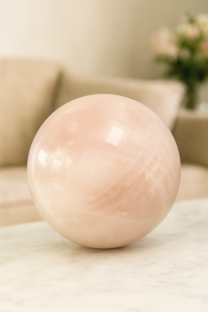 Rosenquarz-Kugel 15 cm – 5.3 kg – Herzstein für Liebe & Harmonie