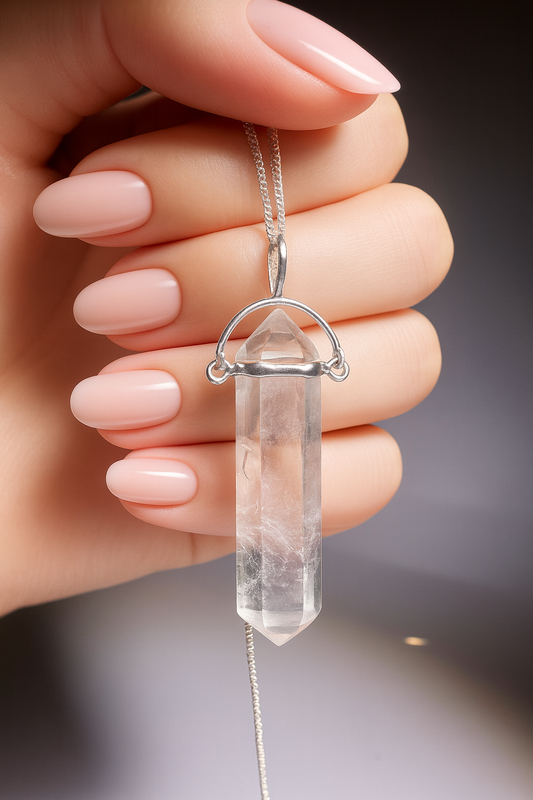 Kristallklarer Bergkristall Anhänger – 925 Silber & pure Energie