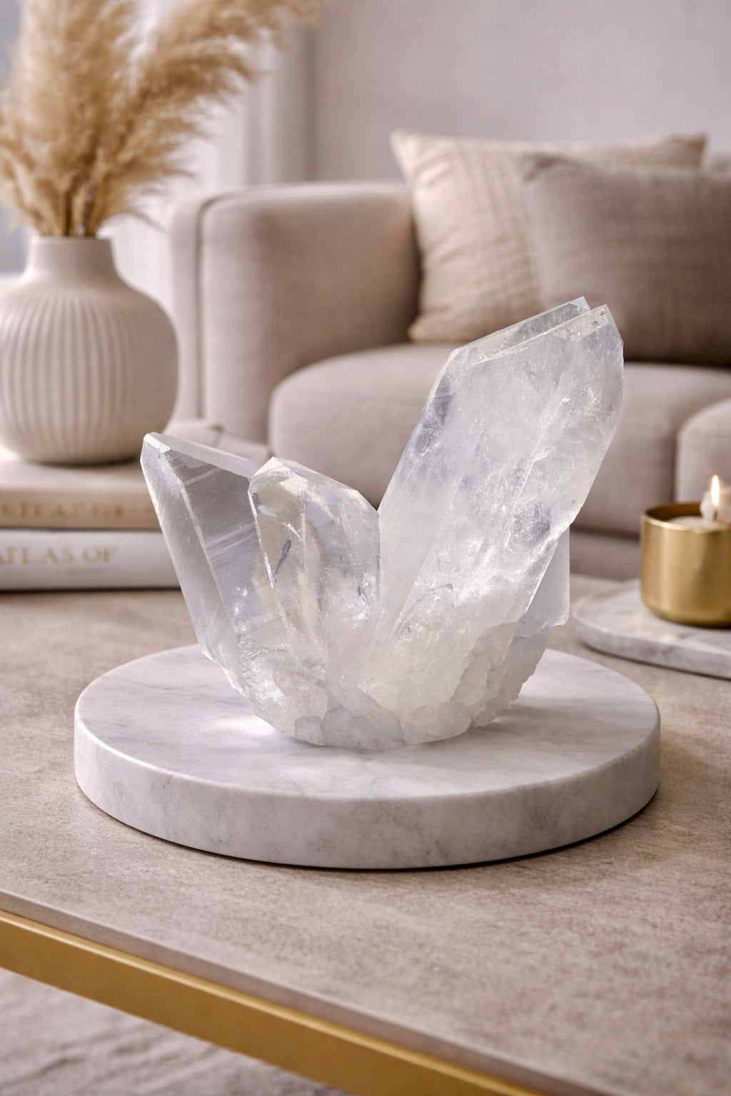 Exklusive Lemurian Bergkristall-Stufe aus Brasilien – 13 cm, 791 g, extra klar, 1A Museumsqualität mit Lemurian Linien