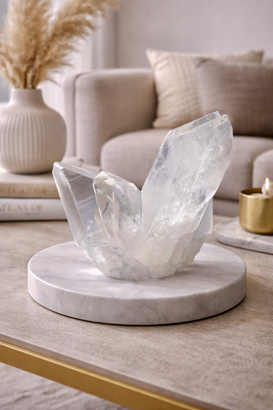 Exklusive Lemurian Bergkristall-Stufe aus Brasilien – 13 cm, 791 g, extra klar, 1A Museumsqualität mit Lemurian Linien