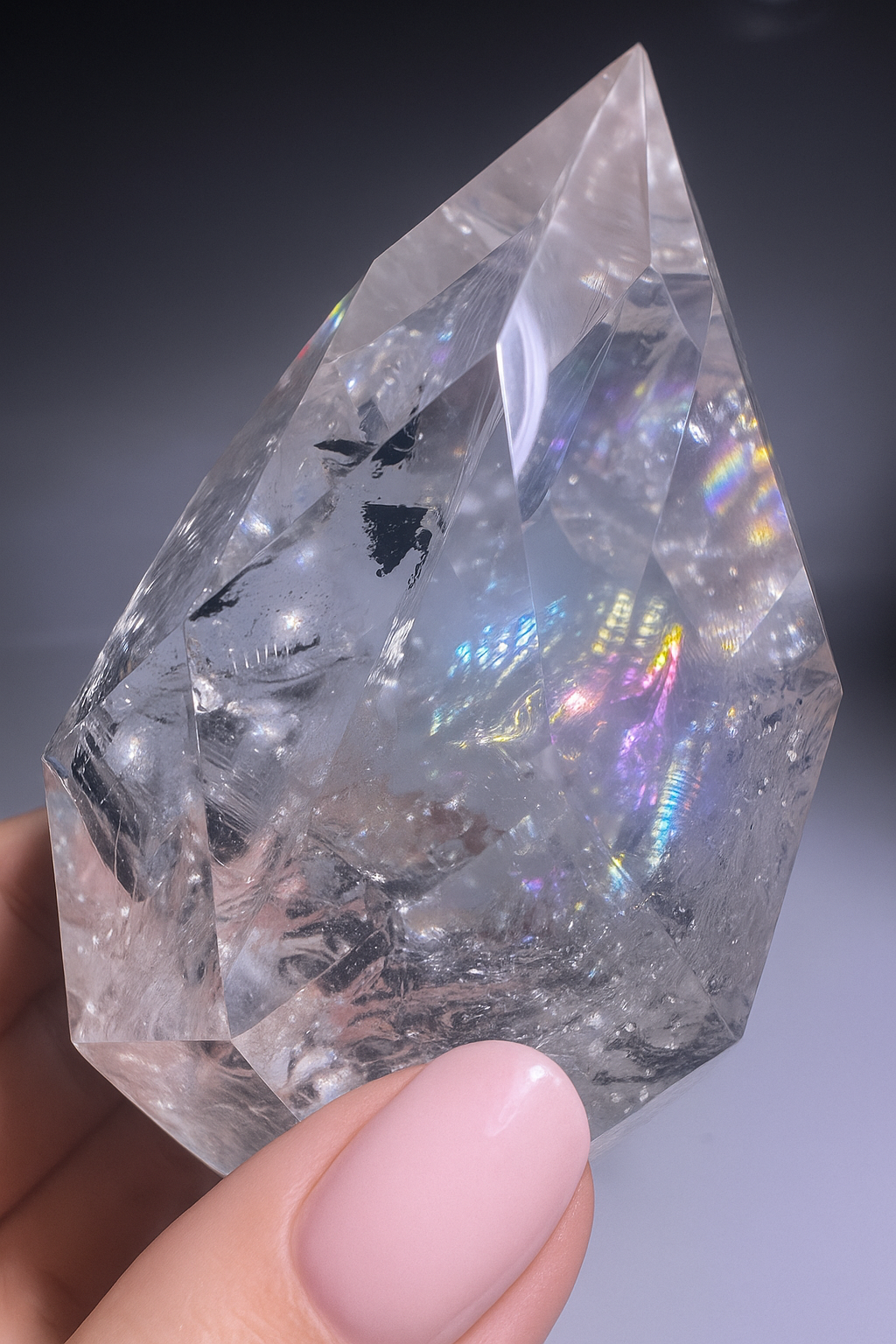 Facettiertes Lemurian Bergkristall-Ornament – Premium Qualität