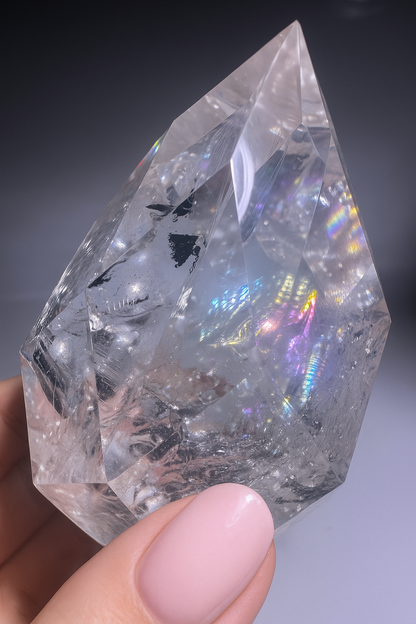 Facettiertes Lemurian Bergkristall-Ornament – Premium Qualität