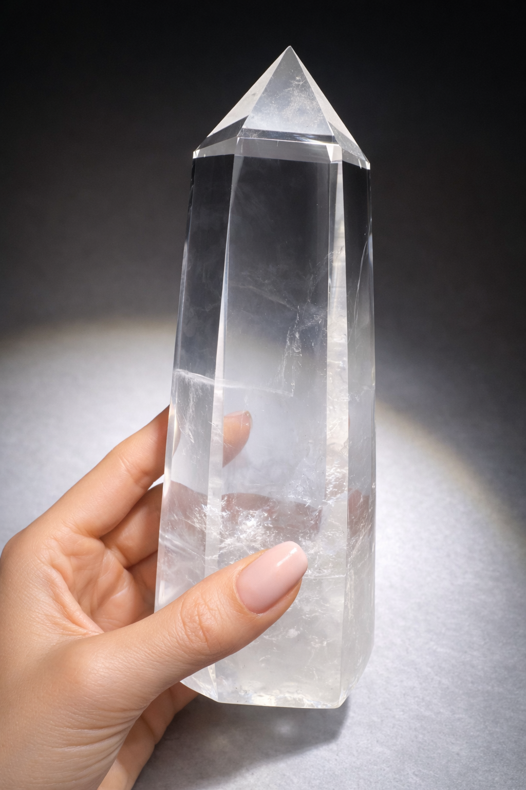 Grosse klare Bergkristallspitze mit Beleuchtung – 1A-Qualität ✨ | 25cm