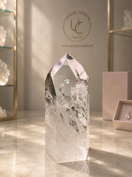Extra klarer Lemurian Kristall 13.5 cm, 722 g – Bahia, Brasilien