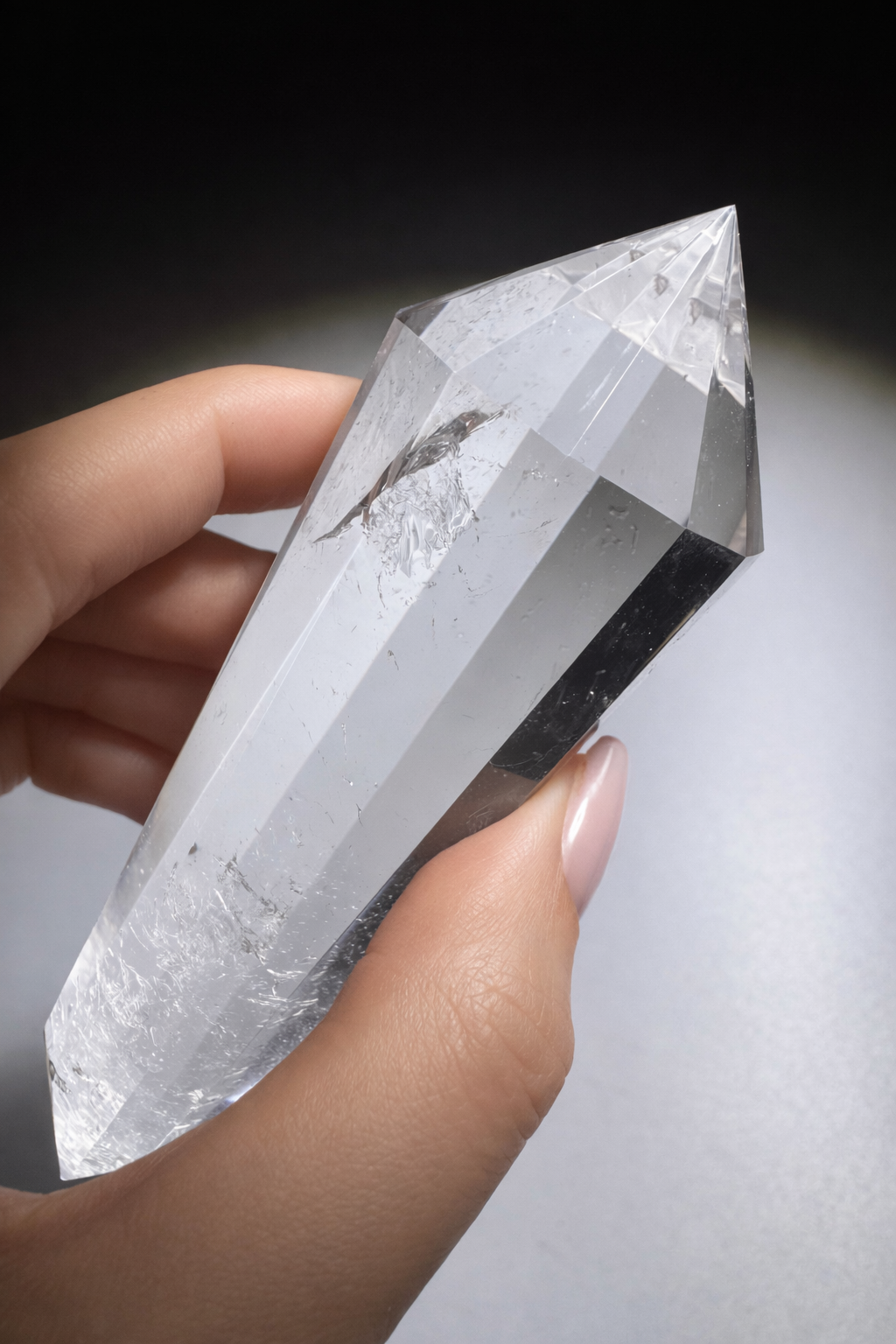 Lemuria Vogel-Cut-Kristall in ultraklarer Premiumqualität · 12 Facetten · 12.7 cm · 191 g