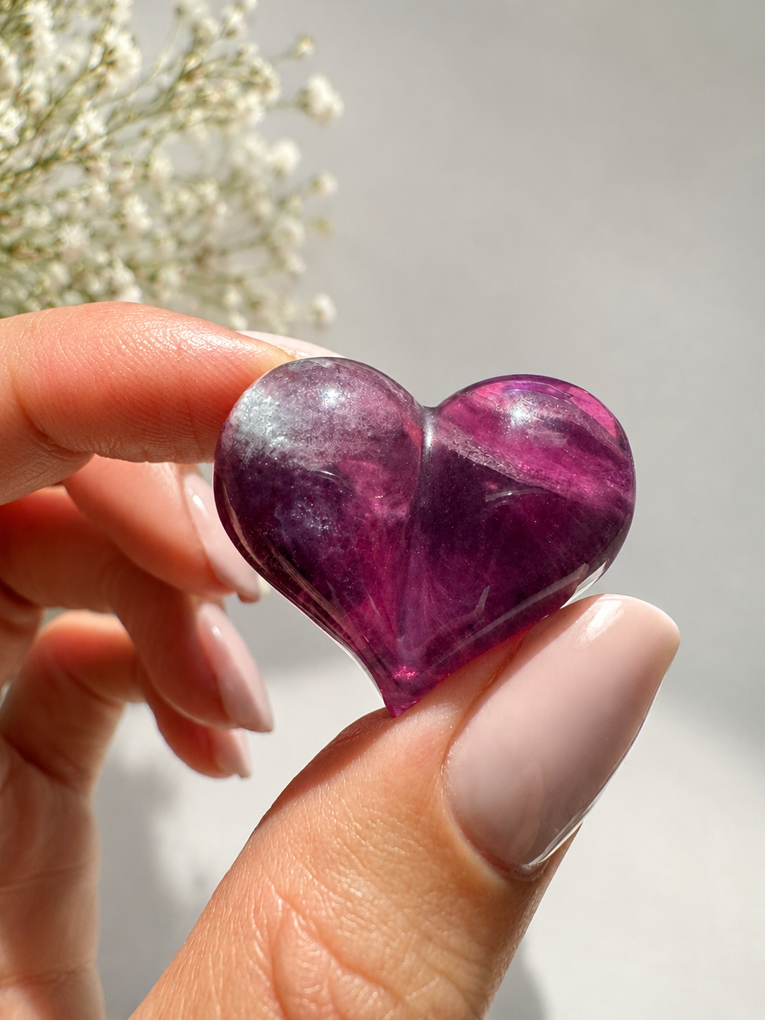 💜 Cœurs en fluorite juteux – explosion de couleurs en forme de cœur 3 cm