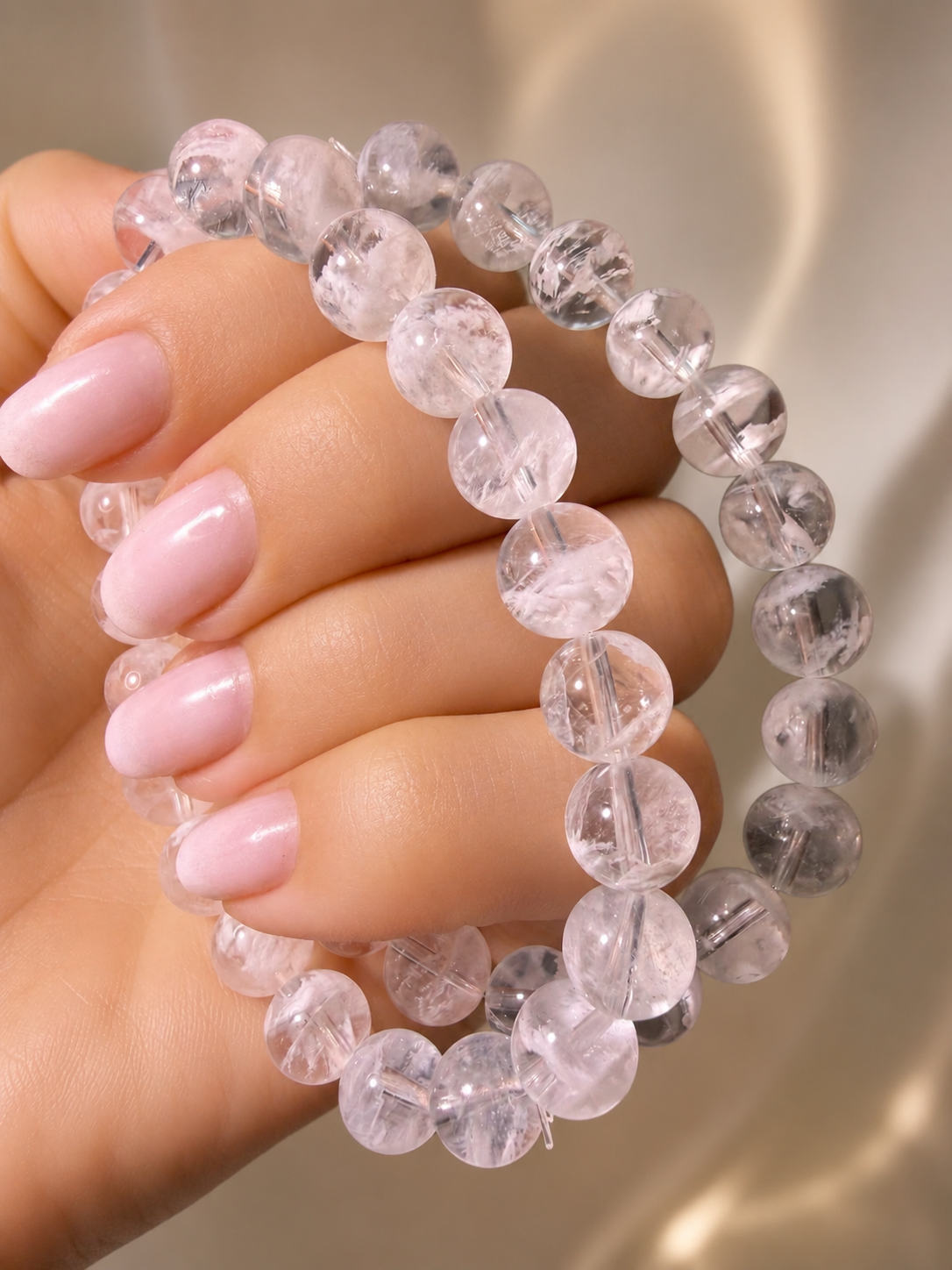 Snowflake Garden Quartz Armband – 8 mm Perlen | Extra Klar | Premium Qualität