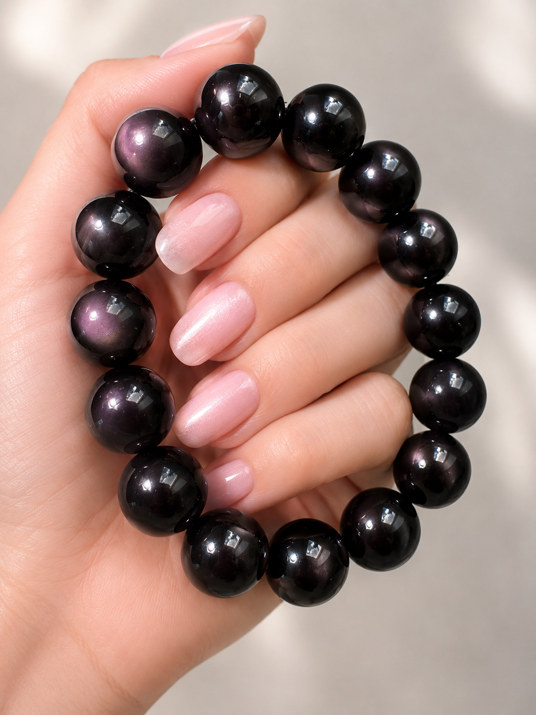 Regenbogen-Obsidian Armband mit extra grossen Perlen – 13 mm