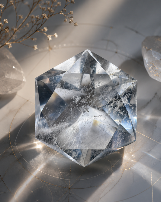Riesiger facettierter Bergkristall 9 cm – klarer Diamantschliff aus Brasilien (424 g)