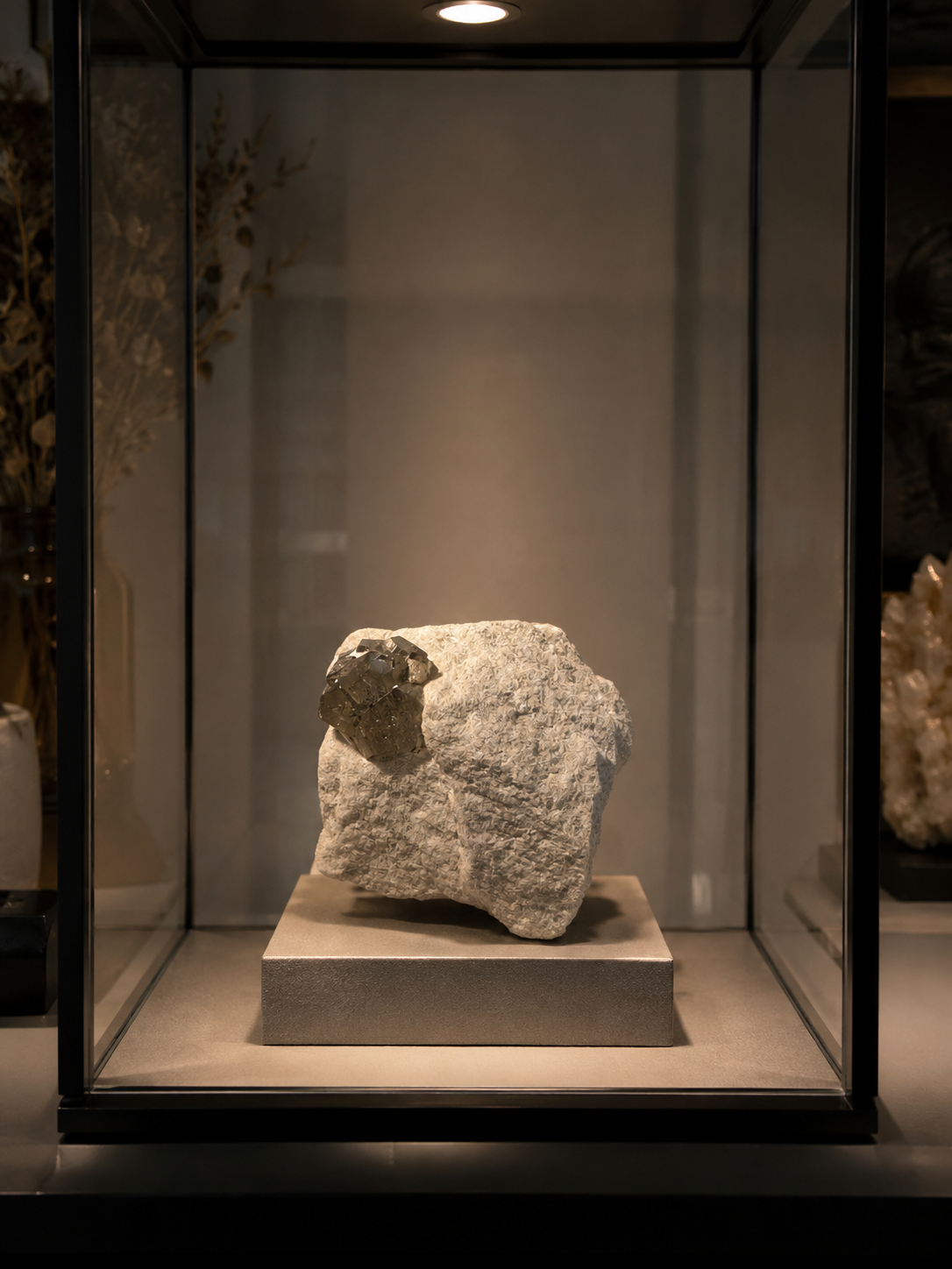 Seltene Pyrit-Formation auf Matrix aus Spanien – Naturwunder in Goldglanz
