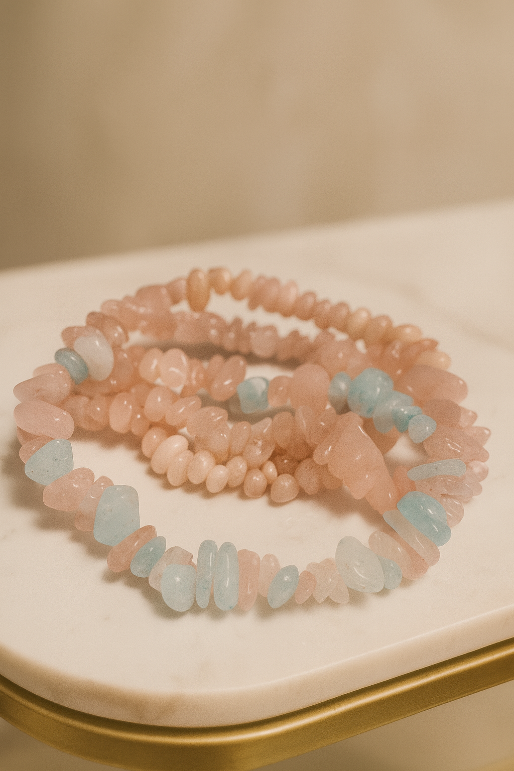 Bezauberndes 3er Edelstein-Armbandset – Morganite, Jade & Rosenquarz ✨💗