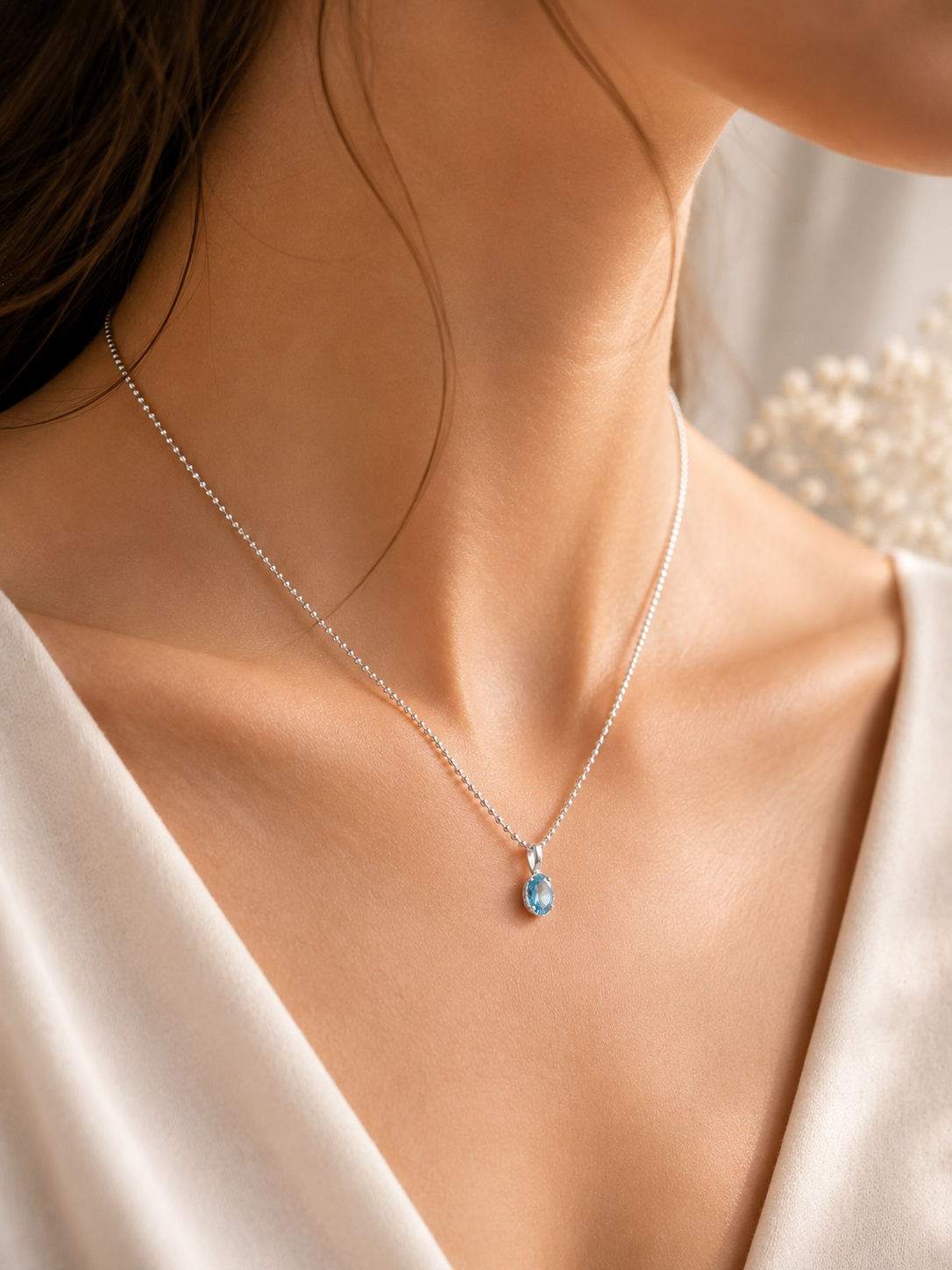Ciondolo esclusivo in topazio blu 2 cm – Sfaccettato e prezioso in argento 925 ✨