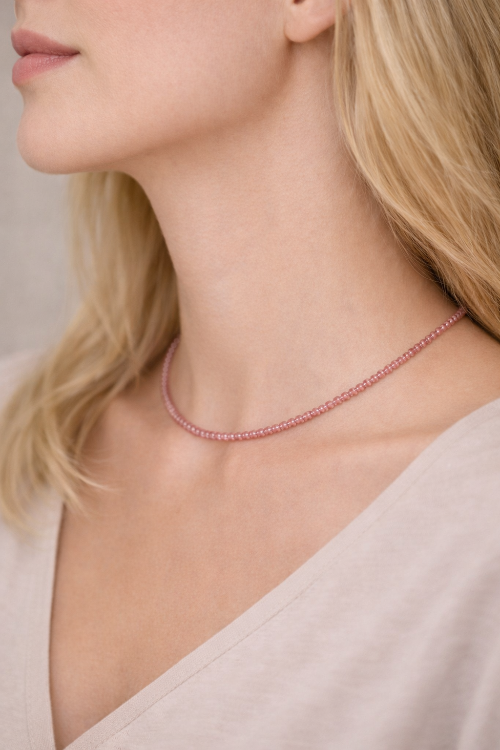 Feine Edelsteinkette mit facettierten Edelsteinen – 43 cm Gesamtlänge, handgefertigt