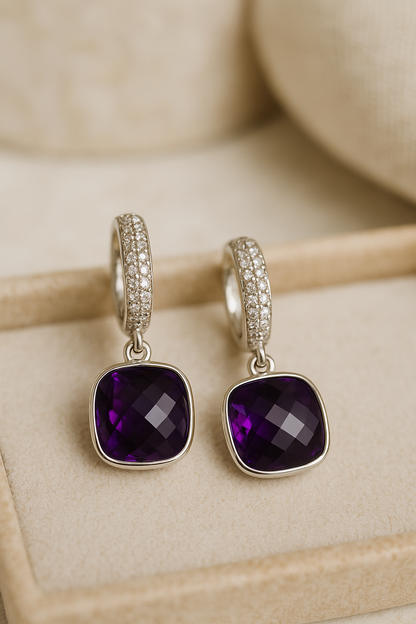 Amethyst Ohrringe 925 Sterling Silber – Edelstein Schmuck