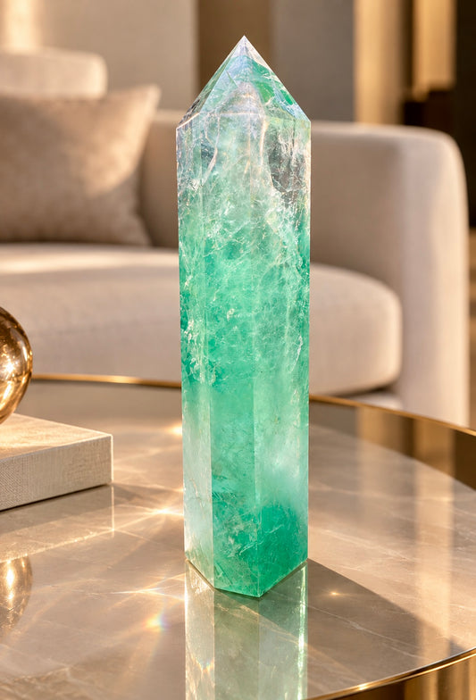 Mintgrüne Fluorit-Spitze aus Brasilien – 25.5 cm, 1.7 kg – seltenes Unikat in Extraqualität für Klarheit & Harmonie