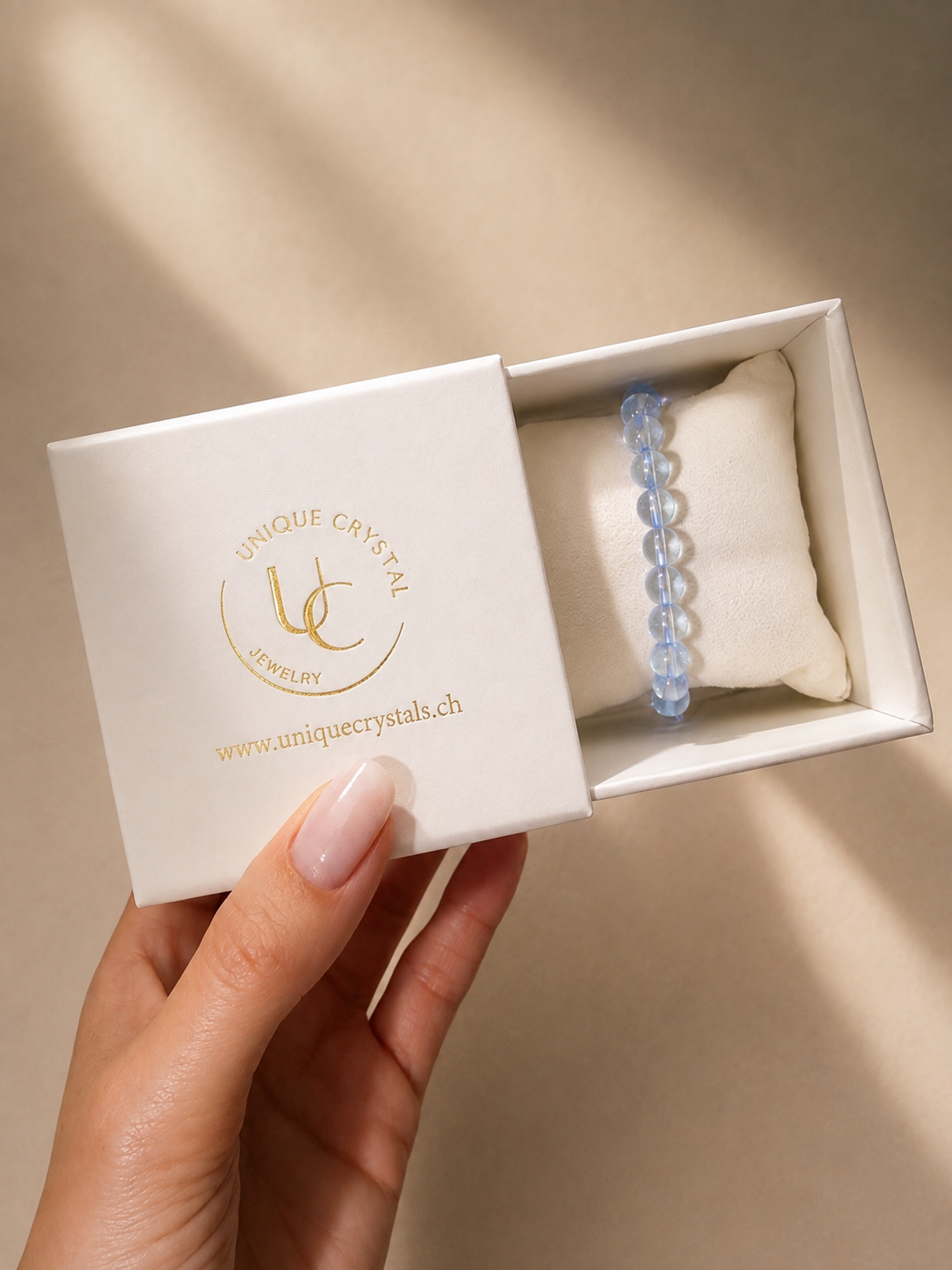 Blautopas Power Bracelet • Extra klare 7 mm Blautopas-Perlen • Premium Qualität