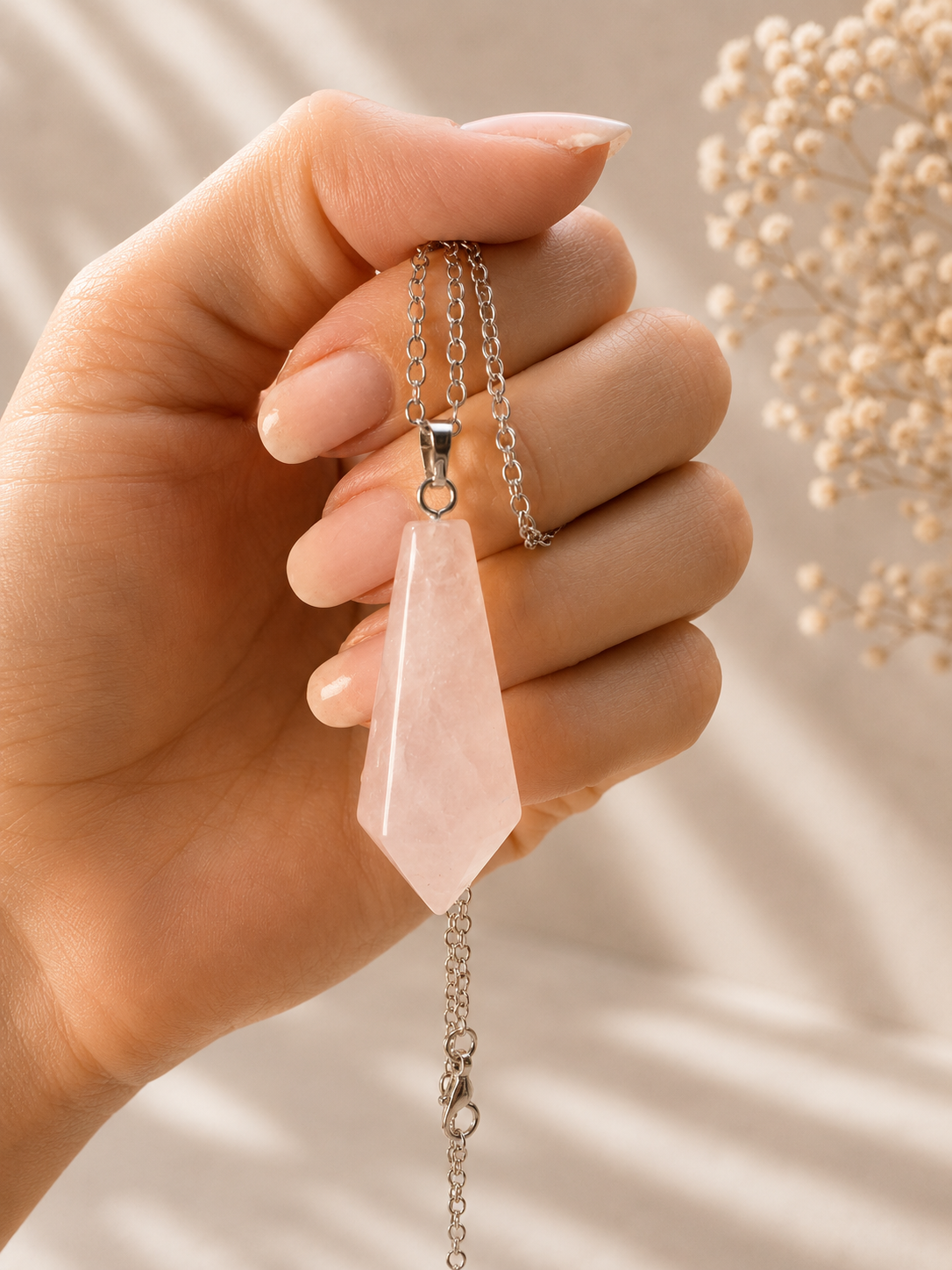 Pendelanhänger aus Edelstein mit Edelstahlkette