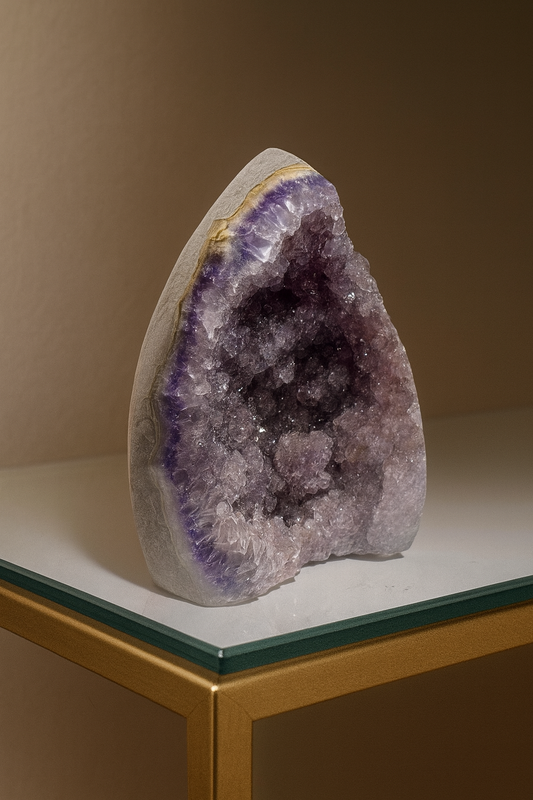 Funkelnde Rainbow Amethyst Flamme aus Uruguay - 7cm, 137g