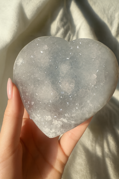 Weißes Rainbow Amethyst Herz – 9,8 cm, 431 g 💎✨ Traumstück aus Uruguay