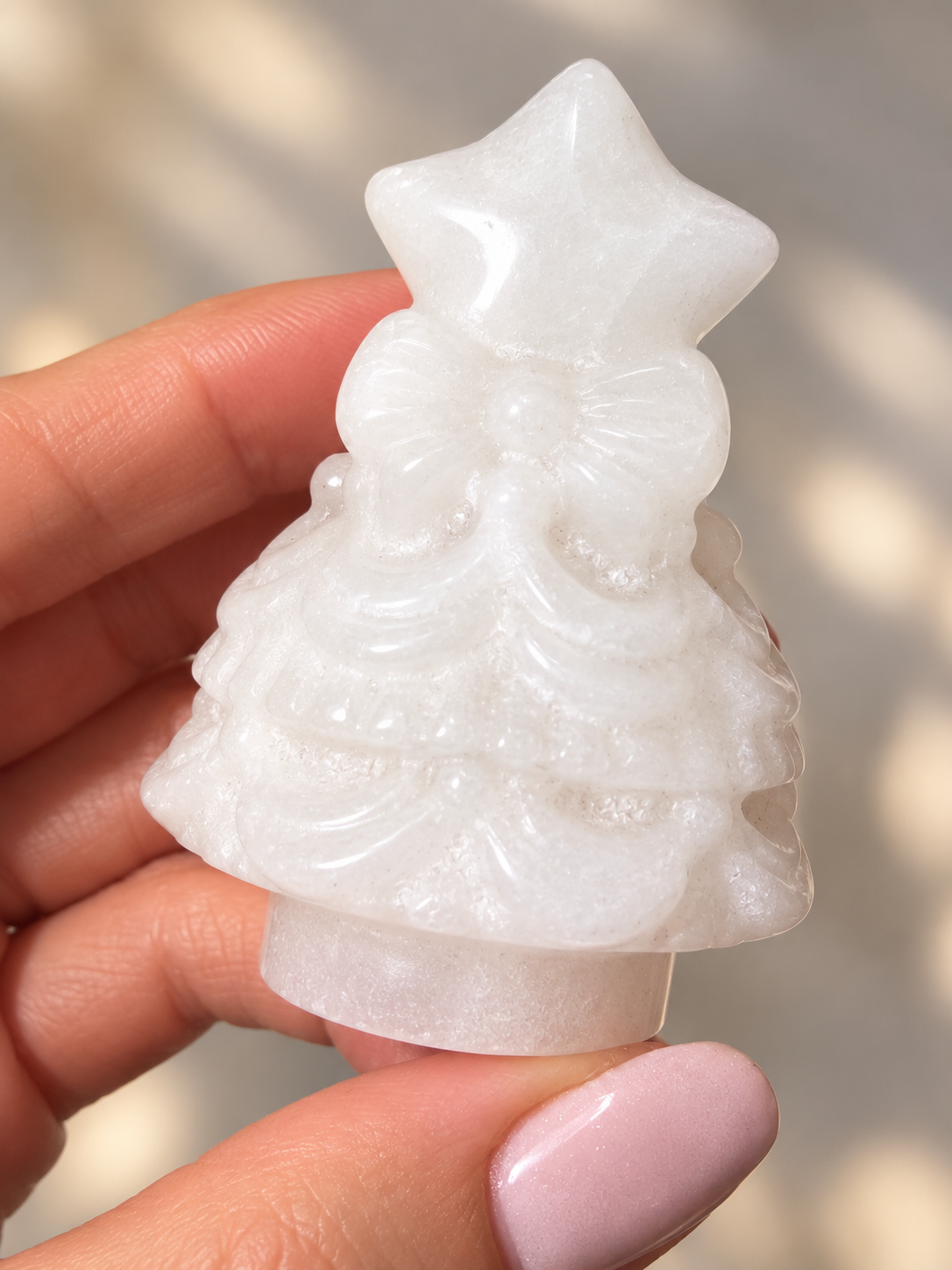 Kristall-Weihnachtsbaum 6 cm – Rosenquarz, Opal, Jade oder Aventurin