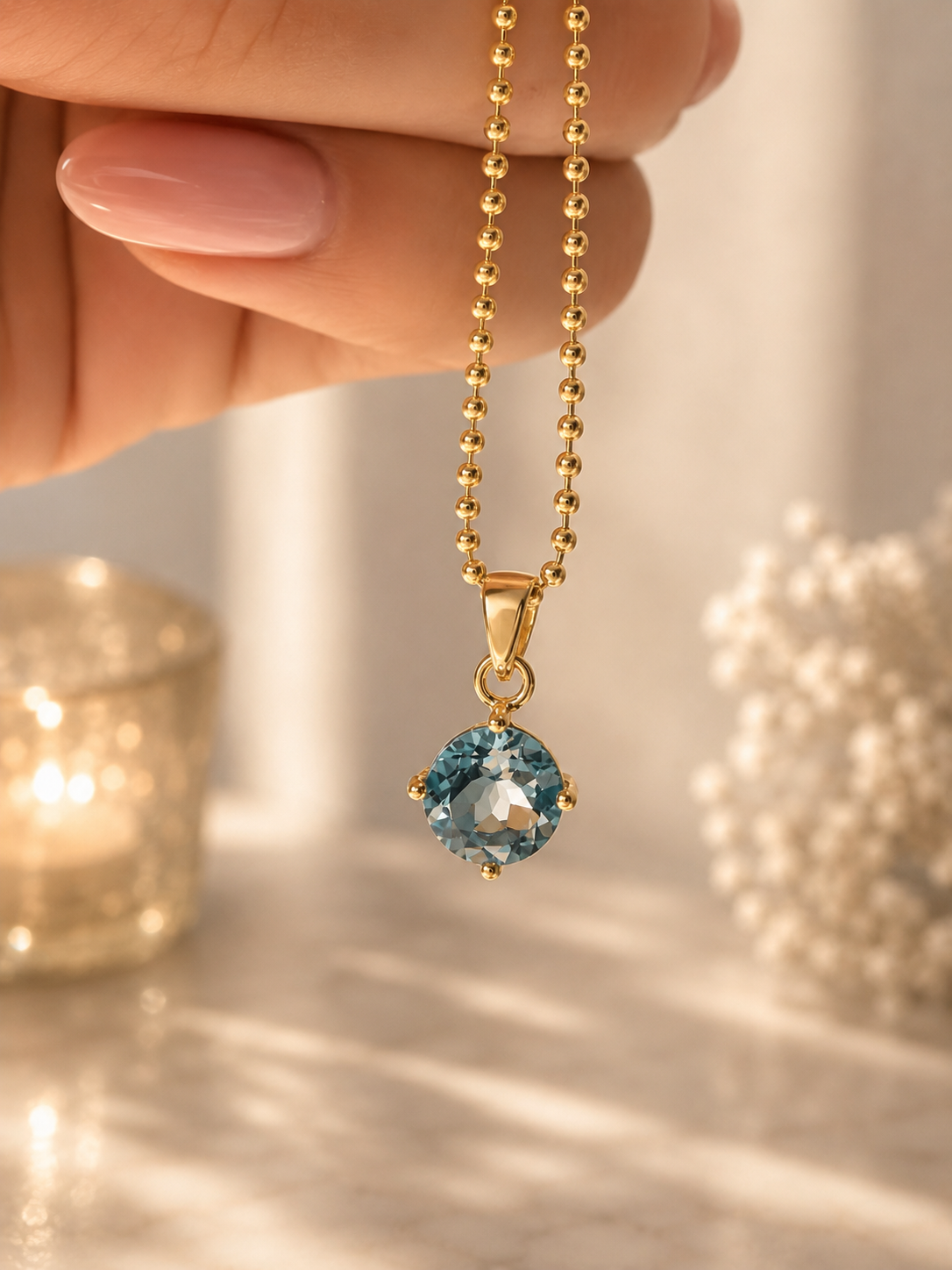 Ciondolo esclusivo in topazio blu 2 cm – Sfaccettato e prezioso in argento 925 ✨
