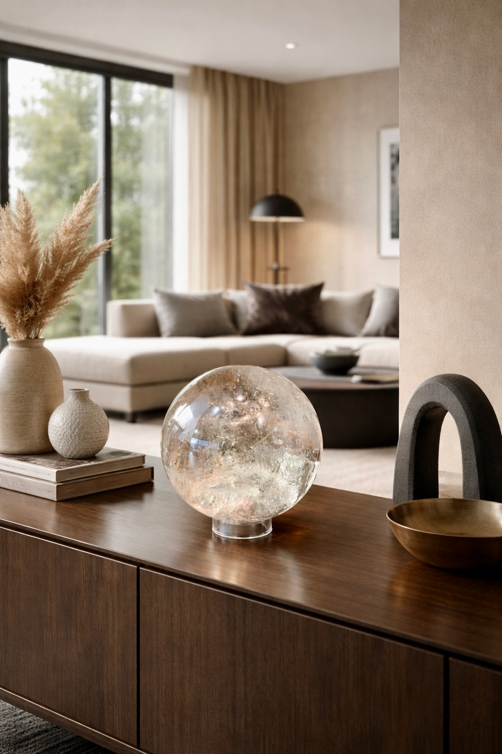 Huge very clear smoke quartz crystal ball - 12cm, 2.7kg