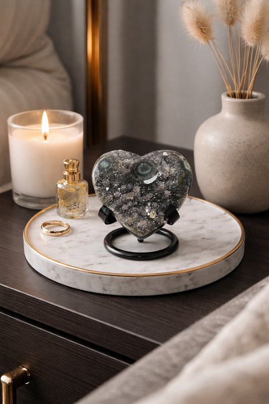 Amethyst Herz mit Stalaktiten - 6.5cm, 160g