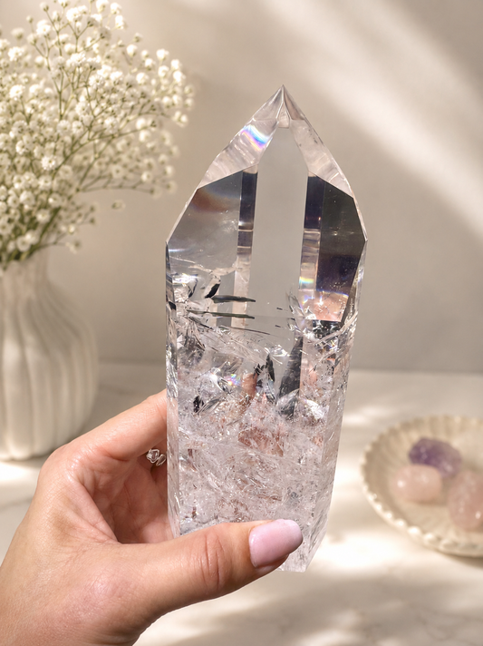Lemurian Kristallspitze 16.7 cm · 700g – Extra klare Premiumqualität · Bahia