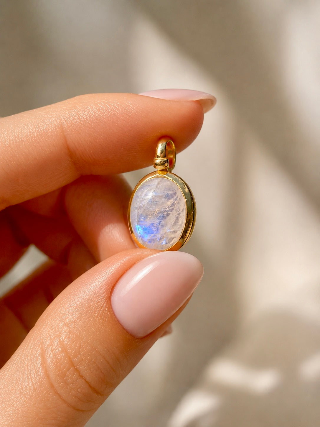 Pendentif pierre de lune en argent 925, 1,6 cm