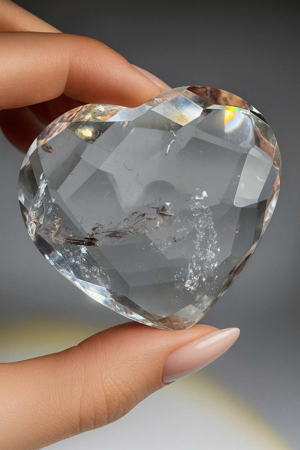 Facettiertes Lemurian-Herz 5,8 cm | 91 g Extra klare