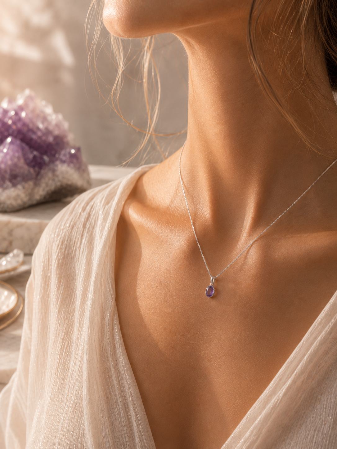 Delicato ciondolo in topazio blu 1,2 cm qualità AAA – sfaccettato e prezioso in argento 925  
