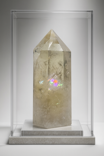 Schöne Citrin Spitze mit Regenbogen - 10.5cm, 288g