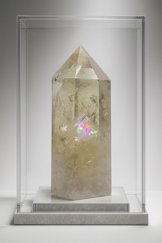 Schöne Citrin Spitze mit Regenbogen - 10.5cm, 288g