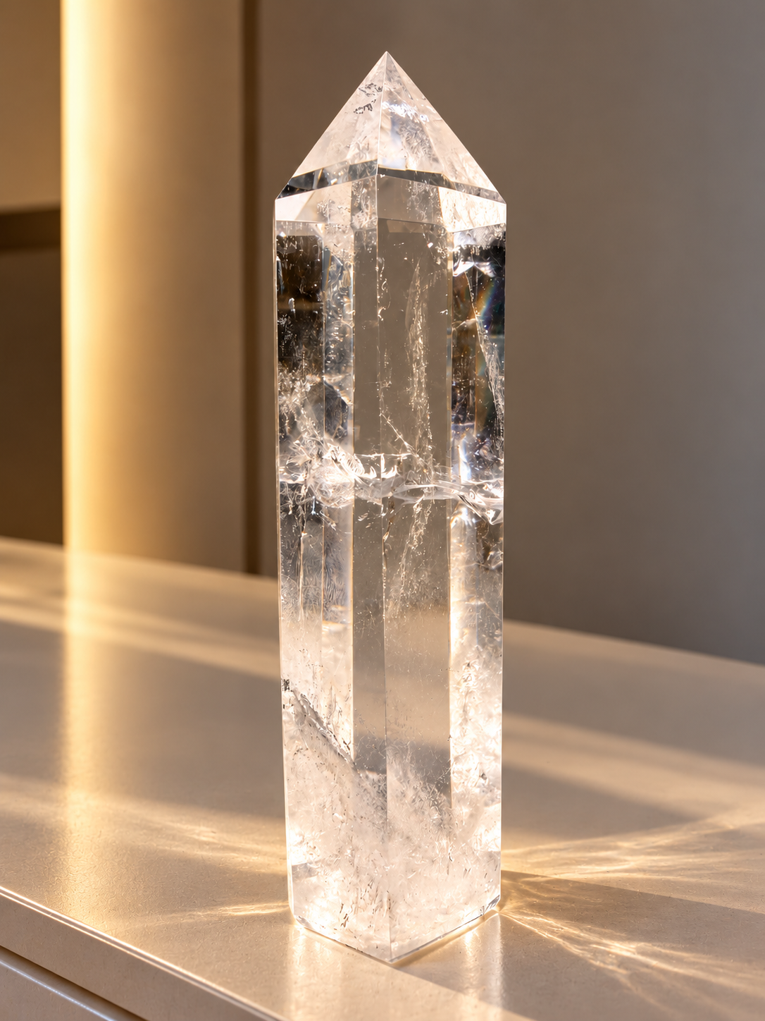 Bergkristalllampe 24.5 cm – Ultraklare Spitze in Extra-Qualität