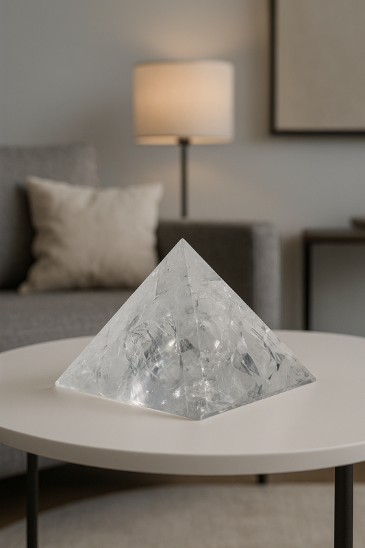 Riesige Lemurian-Kristallpyramide mit Regenbogen aus Brasilien