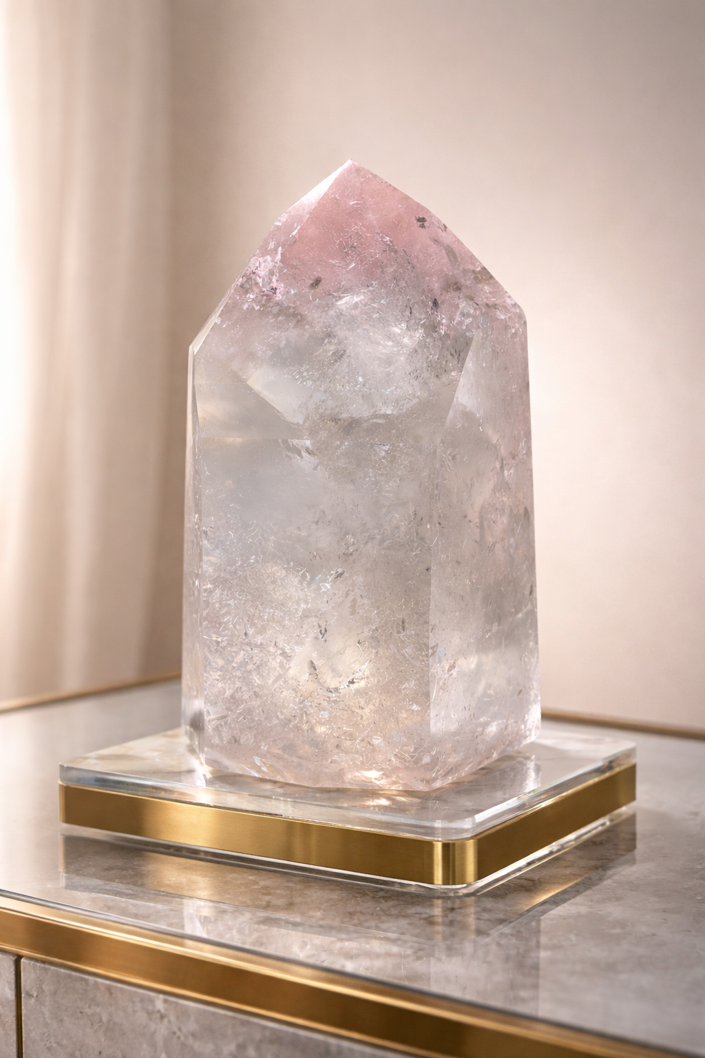 Pink Lithium Kristall 11 cm – rosa Edelstein aus Brasilien mit Phantomen & Einschlüssen, 835 g