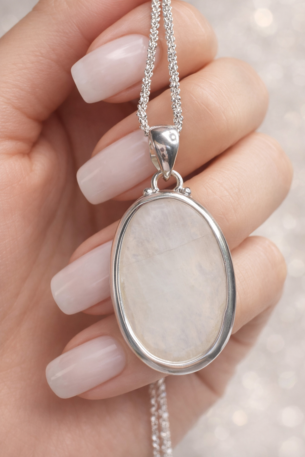 Regenbogen-Mondstein Anhänger 925 Silber – funkelnd & elegant