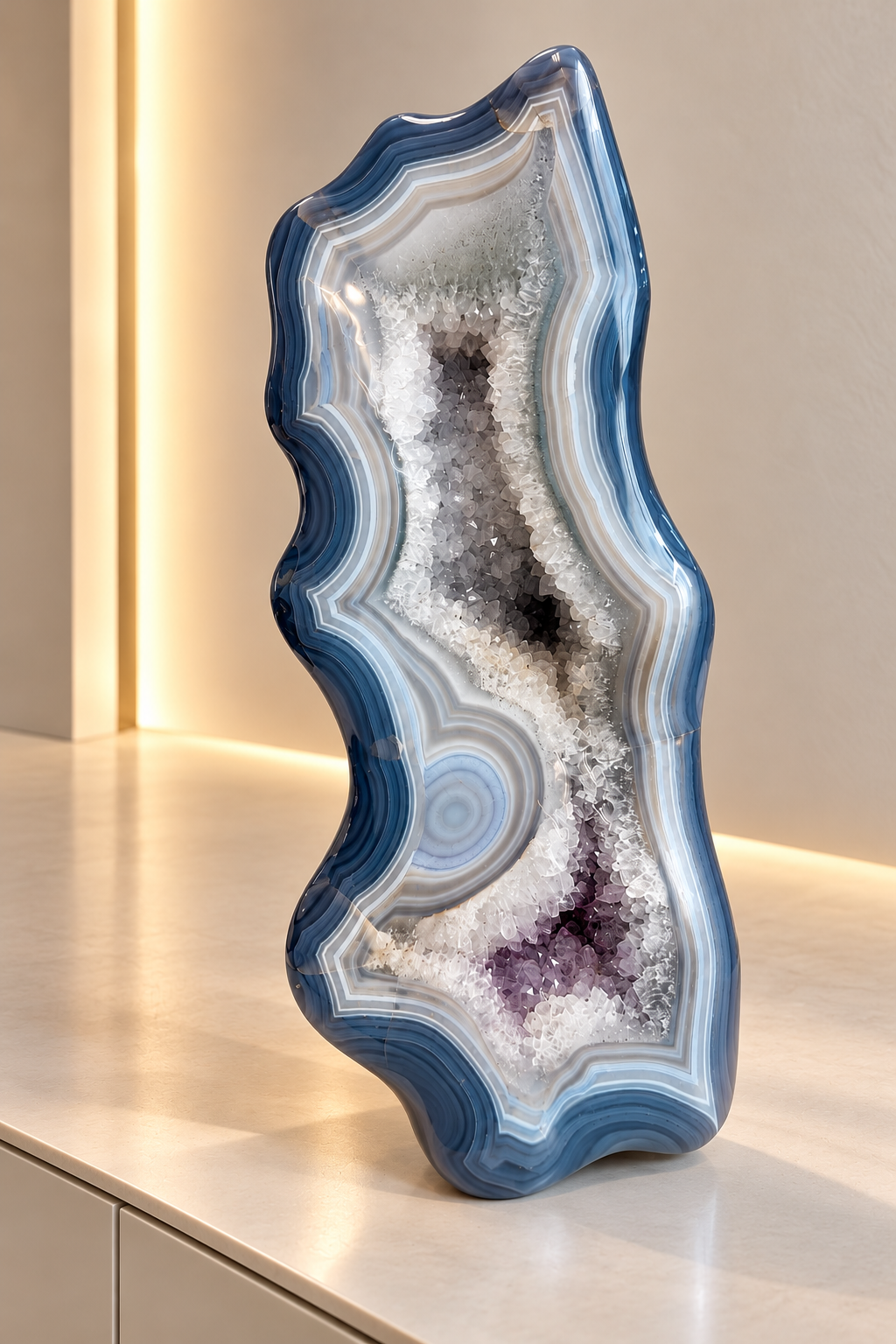 XXL agate crystal freeform sculpture from Uruguay, 35 cm, 12 kg