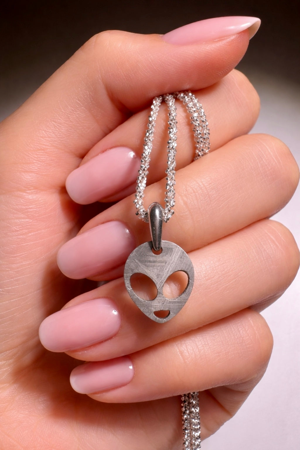 Alien Head Anhänger – Aus echtem Muonionalusta-Meteorit 👽