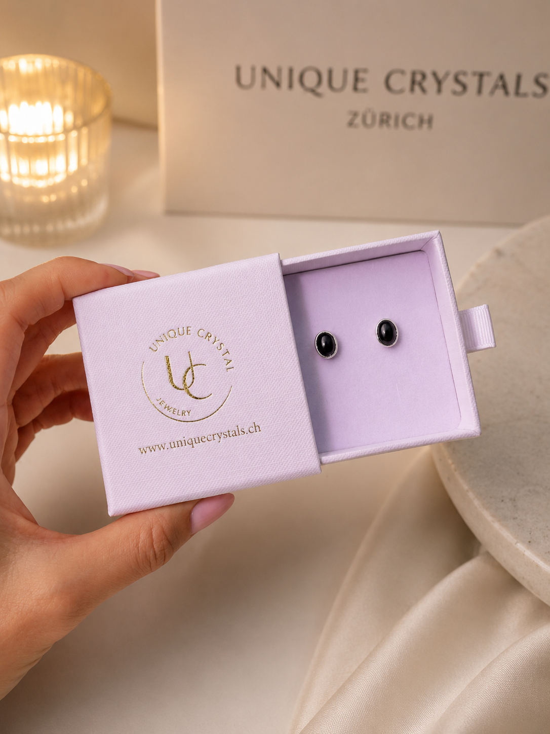 Onyx Ohrringe in 925 Silber – ovale Edelstein Ohrstecker, Zargenfassung